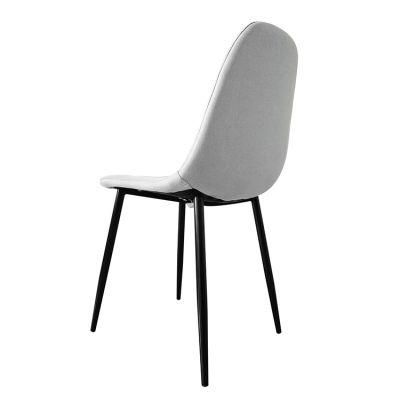 Wholesale Dining Room Furniture Heat Transfer Iron Legs Simple Design Gray Fabric Dining Chair