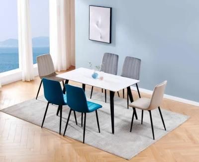 Metal Frame with Knock Down Velvet Dining Chair for Dining Room