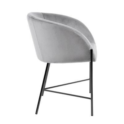 High Quality Simple Home Furniture Armchair Metal Leg Velvet Fabric Dining Chair