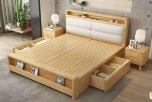 Nordic Modern Simple Style Fabric Bed Home Bedroom Furniture Fabric Hotel Beds with Chester Storage Box