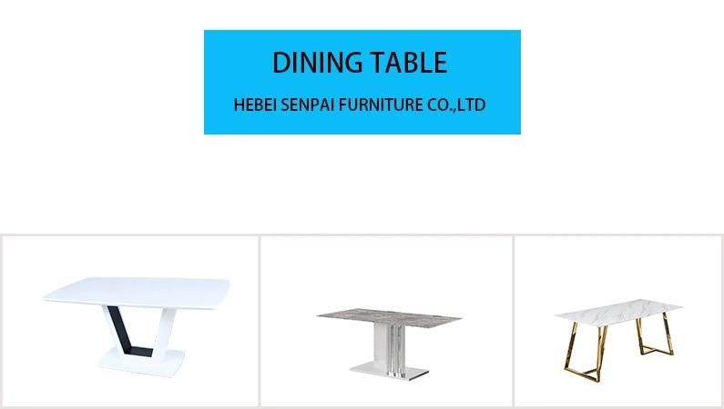 Simple Home Furniture MDF Wooden Paper Top Dining Tables with Metal Legs