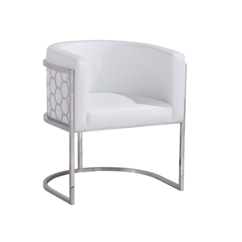 Dining Room Furniture Stainless Steel Legs White Fabric Chair