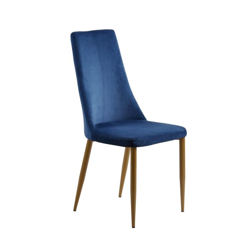 Luxury Furniture Upholstered Colorful Velvet Dining Chair with Golden Power Coated Legs