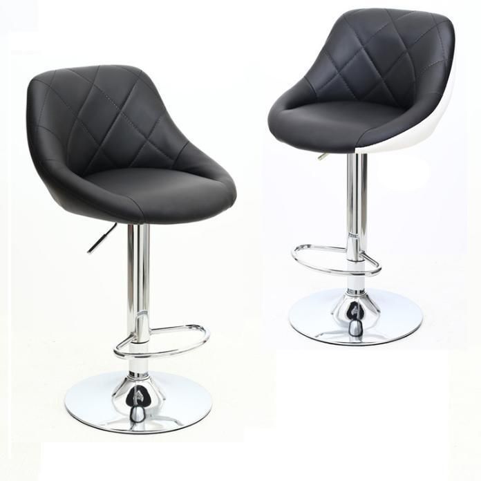 Sillas PU Leather Dinner Chair Studio Industrial Bar Stool Swivel Bar Chairs Without Wheels Adjustable Bar Chair Leather