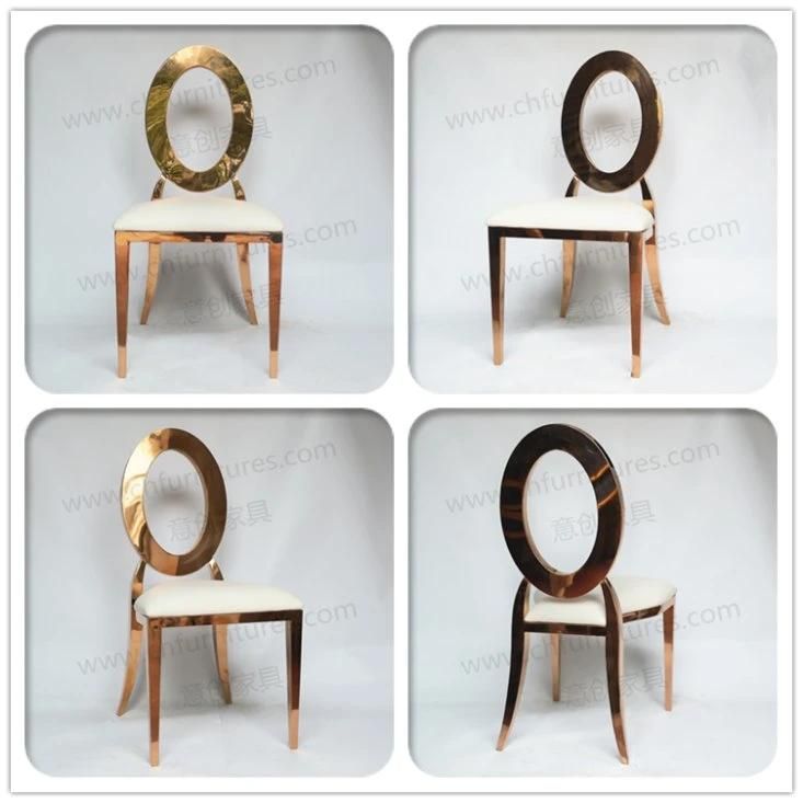 Round Back with Hollow Wedding Gold Stainless Steel Chair Ycx-Ss28