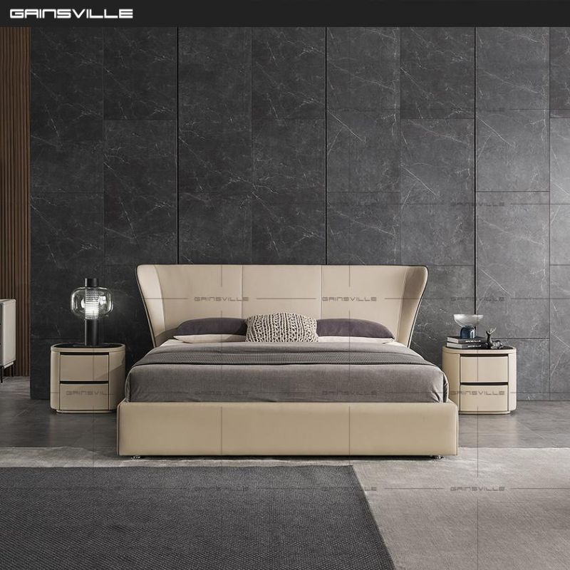 Luxury Modern Bedroom Furniture with King Size Double Leather Bed Frame Gc2002