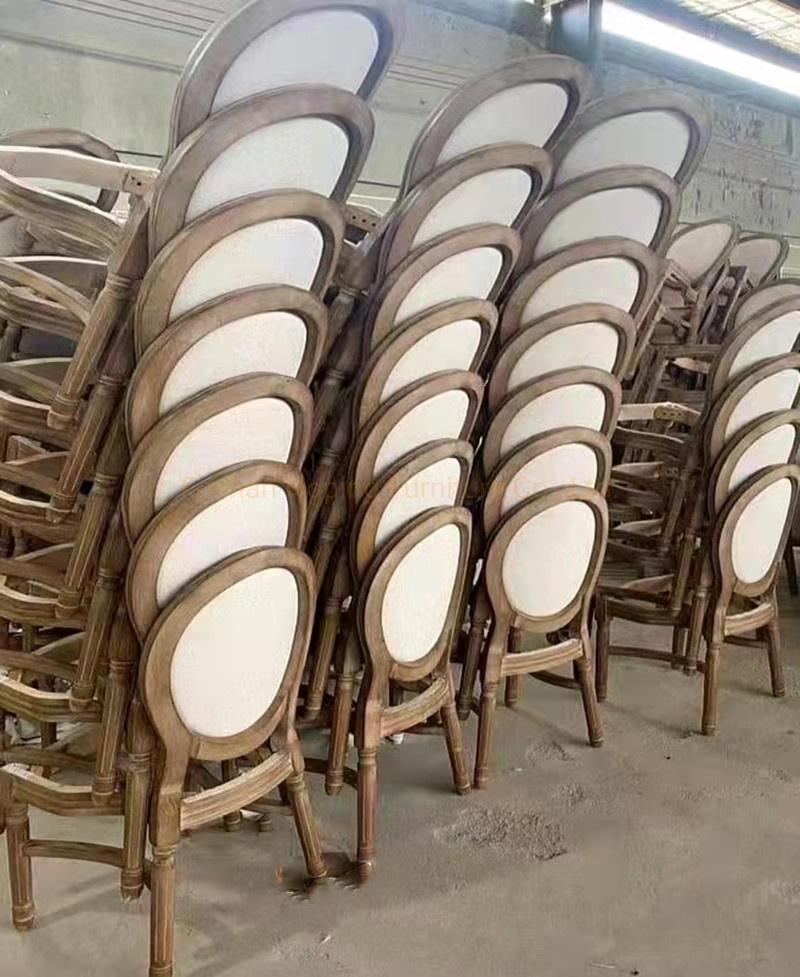 White Antique Dining Furniture Round Back Metal Wood French Wedding Chair Restaurant Cafe Resort Banquet Events Party Silla De Comedor