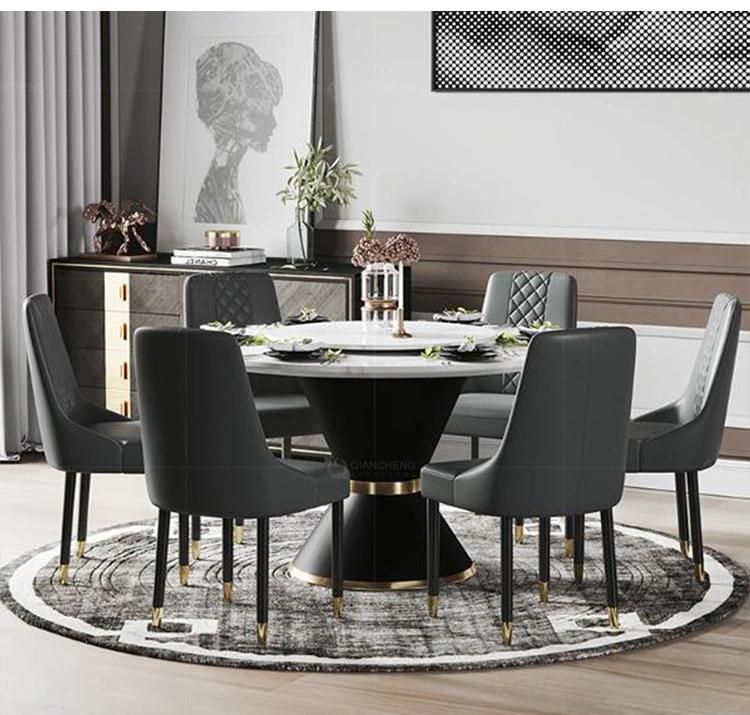 Luxury Round Marble Rotating Dining Table with Lazy Susan