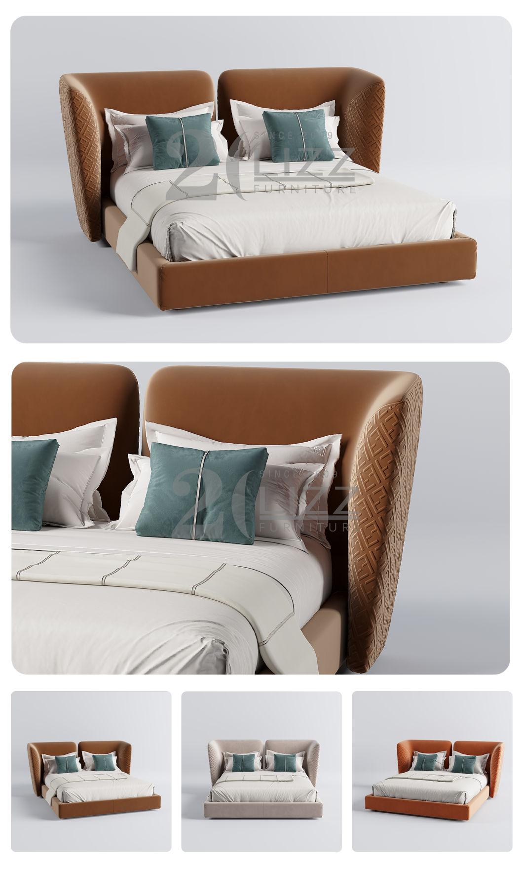 Wholesale Luxury Upholstered King Size Fabric Bed Modern Wooden Home Hotel Furniture Bedding Set
