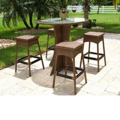 H-China Outdoor Bar Table with 5mm Frosted Glass Ion Top