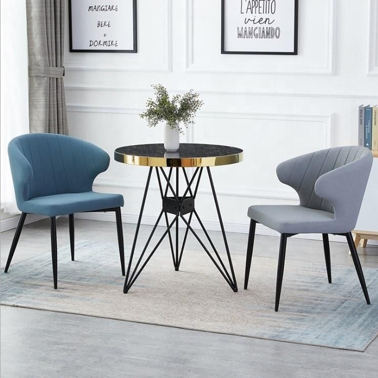 Unique Dining Chair with Laser Cutting Behind Upholstered Navy Blue Velvet Dining Chair for Restaurant