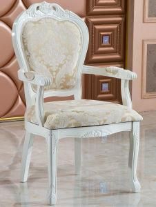 Europe Style White Color Wooden fabric Dinner Chair with Armrest (308A)