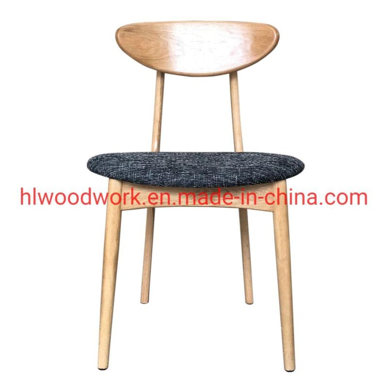 Dining Chair Oak Wood Frame Natural Color Fabric Cushion Brown Color B Style Wooden Chair Furniture Resteraunt Chair
