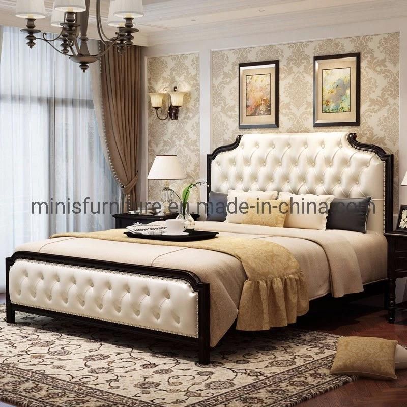 (MN-MB73) Hotel/Home Bedroom Furniture Comfortable White Fabric Double Bed