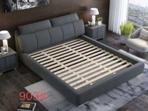 Fashionable King Size Microfiber Fabric Bed with Wing Headboard