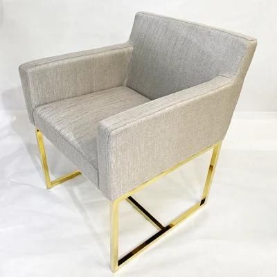 Modern Living Room Chairs with Armrest Gold Stainless Steel Legs Fabric Top Chair for Hotel