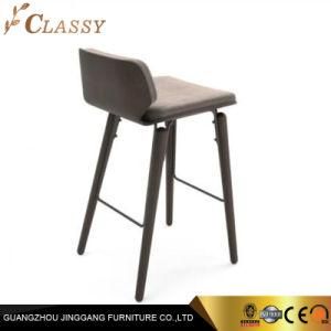 Hotel Bar Chair with Wooden Like Stainless Steel Base with Velvet Fabric