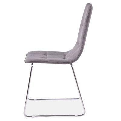 Home Cafe Restaurant Furniture fabric Upholstered High Back Gray Dining Chair for Event