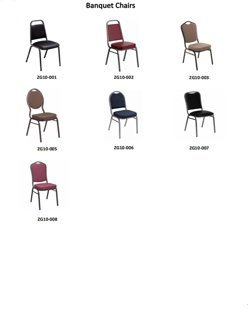 Professional Manufacturer of Crown Back Metal Banquet Chair with Ganing Device In Maroon Fabric (ZG10-003)