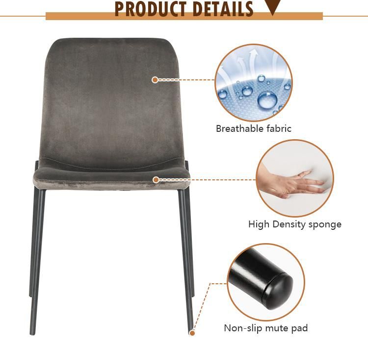 Fancy Metal Leg Dining Chair MID Century Modern Restaurant Fabric Velvet Dining Chair