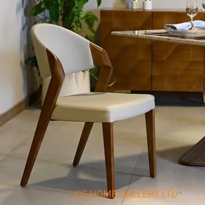 Wooden Leisure Chair Home Furniture Modern PVC Fabric Hotel Restaurant Dining Chair