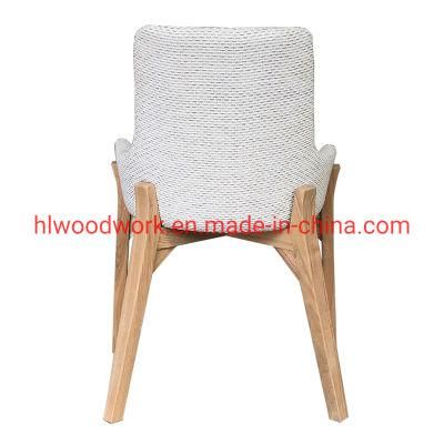 Solo Style Dining Chair Oak Wood Frame Natural Color with White Cushion Hotel Chair Office Chair