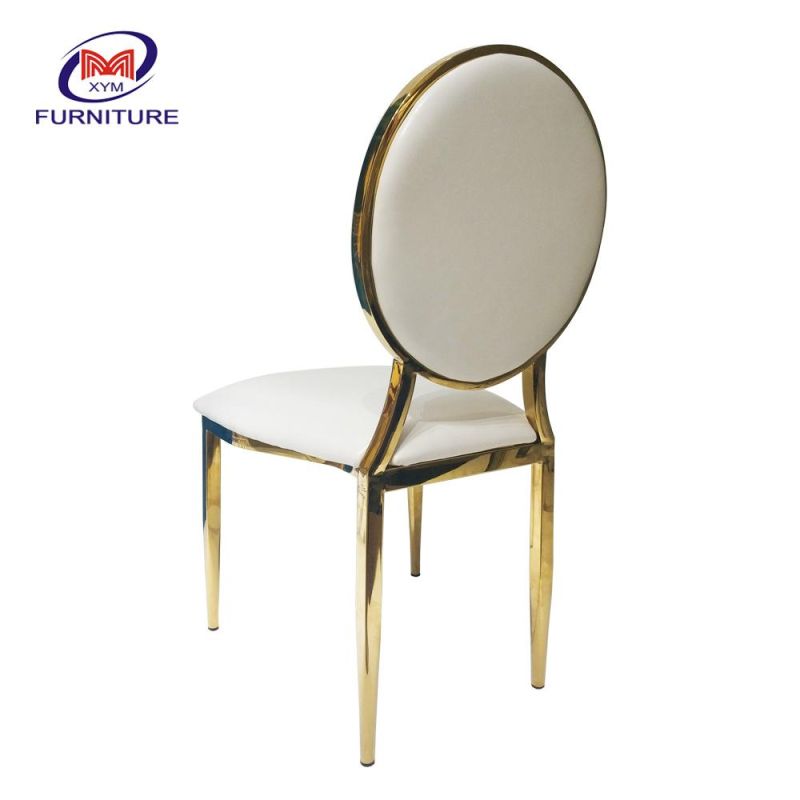 Hot Sale Wedding Furniture Round Back Gold Stainless Steel Chair