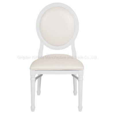 Low Price Restaurant Wood Furniture French Style Antique Table PU Leather Back Louis Xvi Dining Chair Wholesale