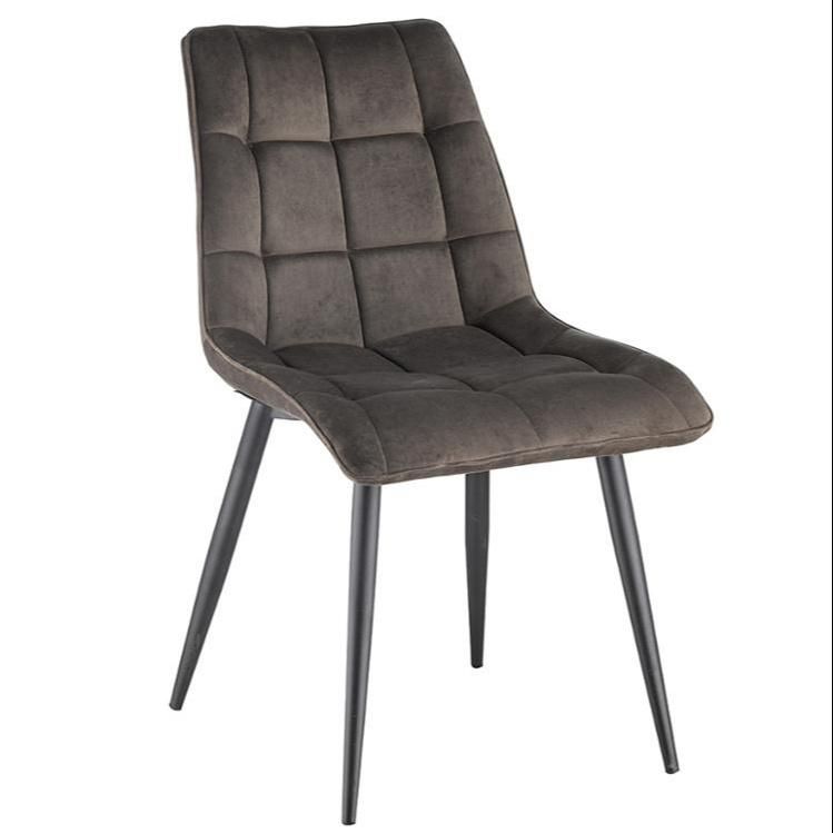 Velvet Fabric Dining Chair with Powder Coated Metal Black Legs