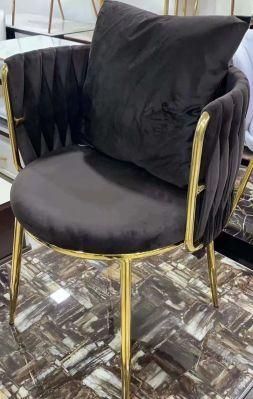 Luxury Design Restaurant Modern Fabric Dining Velvet Chairs with Golden Legs