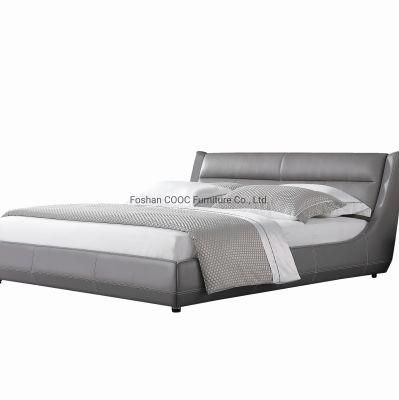 European Style Bedroom Furniture Modern Grey Leather King Bed