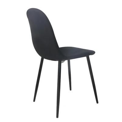 Wholesale Dining Room Furniture Heat Transfer Iron Legs Simple Design Blue Fabric Dining Chair