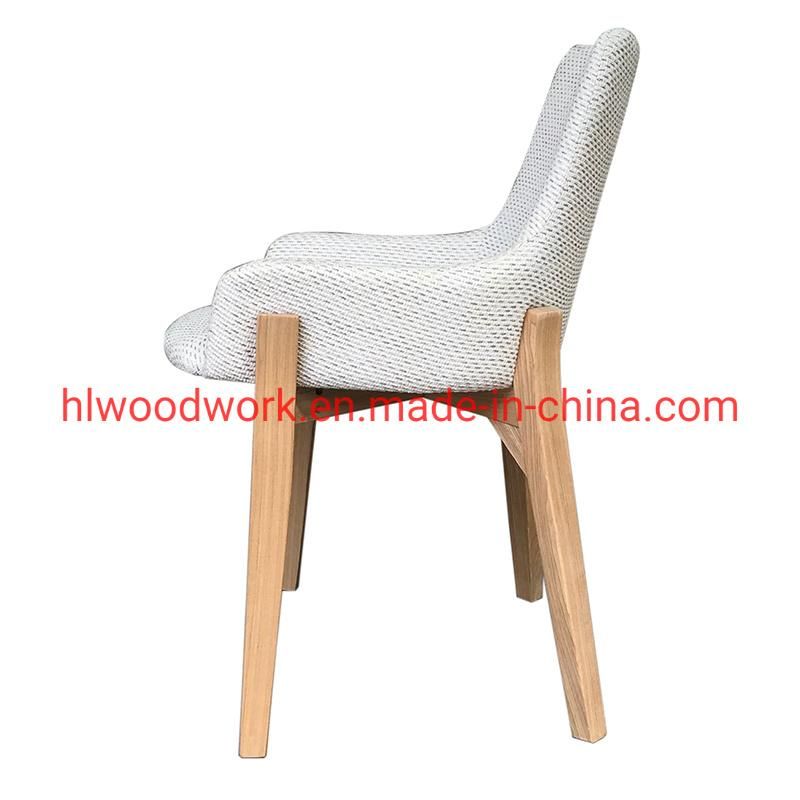 Solo Style Dining Chair Oak Wood Frame Natural Color with White Cushion Hotel Chair Office Chair