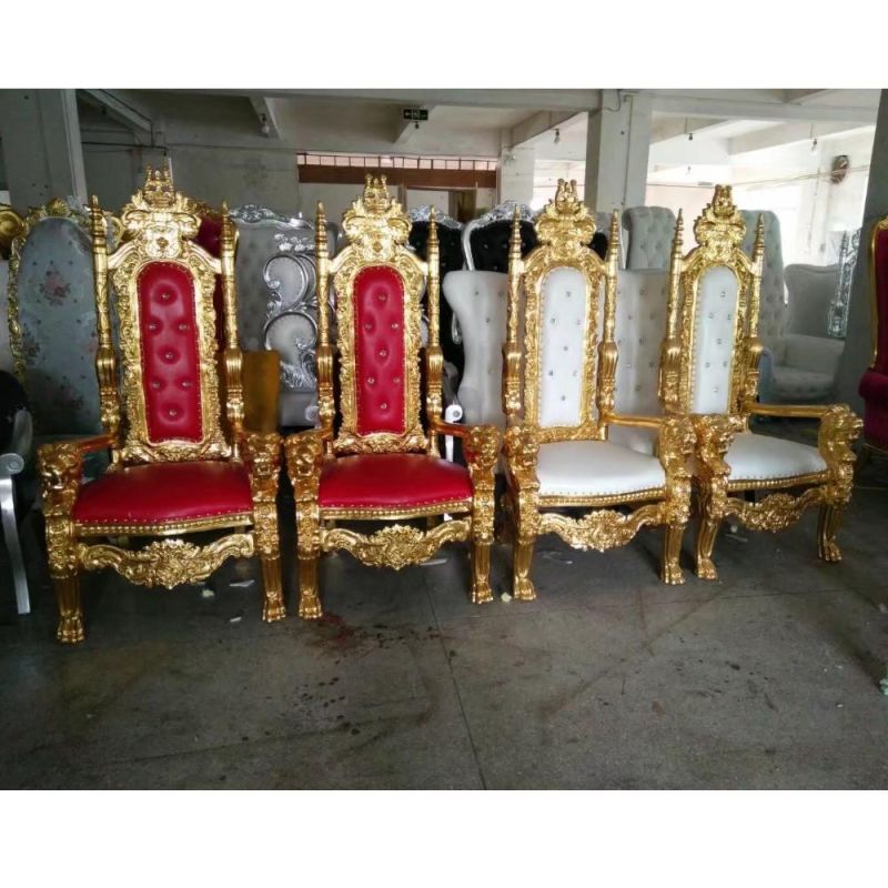 Luxury Royal Cheap King Throne Chair Wedding Gold Bride and Groom Chair