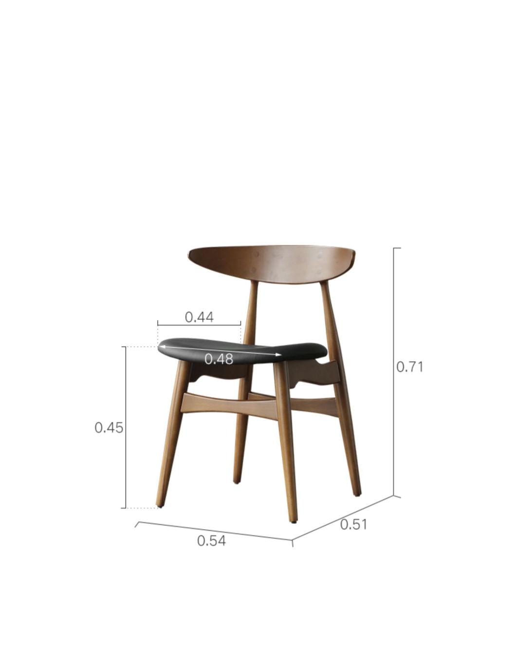 Modern and Simply Solid Wood PU Dining Chair for Living Room