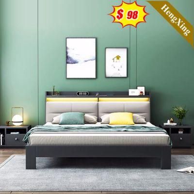 Modern Home Hotel Bedroom Furniture Set Wooden MDF King Queen Bed Wall Sofa Double Bed (UL-22NR61688)