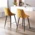 Modern Counter Breakfast Kitchen Chair Retro Bar Stool High Back Velvet Fabric Bar Chair with Black Golden Painting Legs
