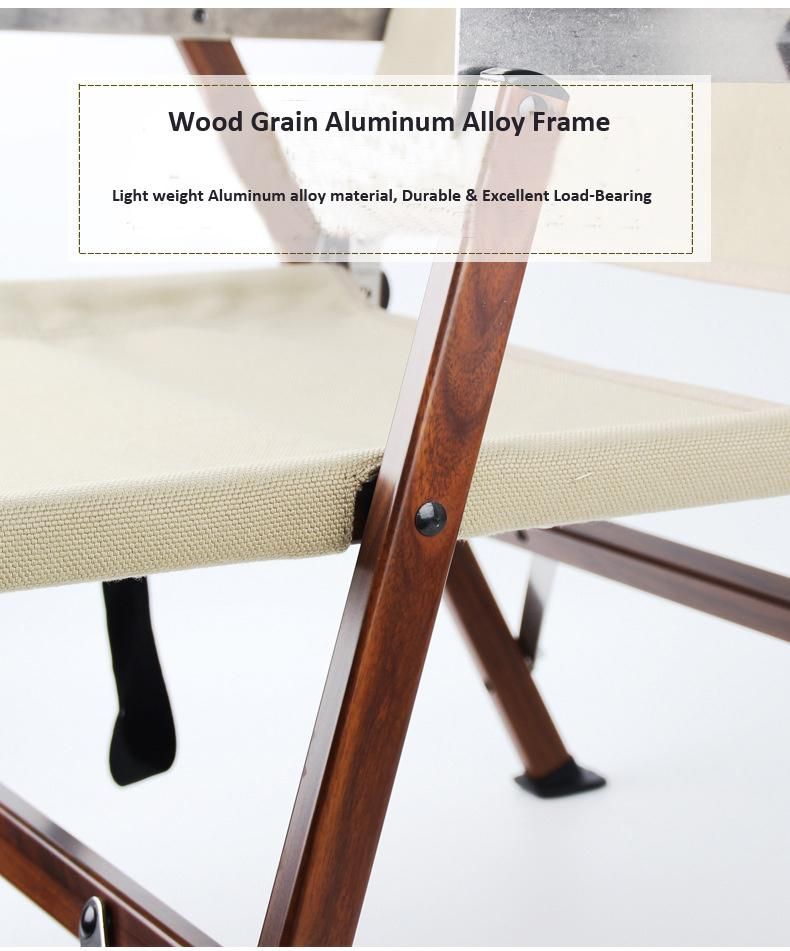 Made of Breathable and Durable Fabric Excellent in Waterproof Lightweight Wood Grain Aluminum Chair