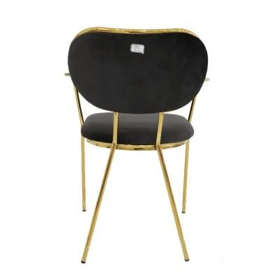 Wholesale Dining Furniture Gold Chrome Iron Legs Dining Chair Black Velvet Fabric Chair