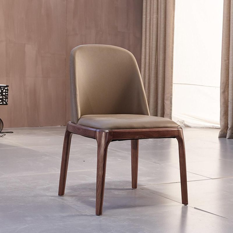 Leather / Fabric Dining Chair in Ash Solid Wood Nordic Style