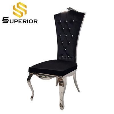 High Quality Factory Wholesale Black Fabric Dining Steel Chair