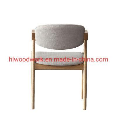 Oak Wood Z Chair Oak Wood Frame Natural Color White Fabric Cushion and Back Dining Chair Coffee Shop Chair Office Chair Study Chair