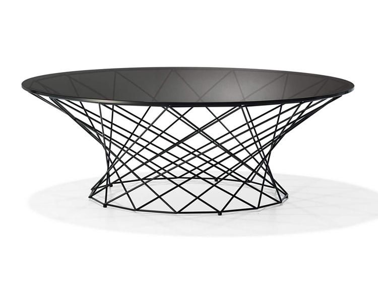 Mirrored Coffee Table Tempered Glass with Metal Leg Small Side Coffee Table for Office Building