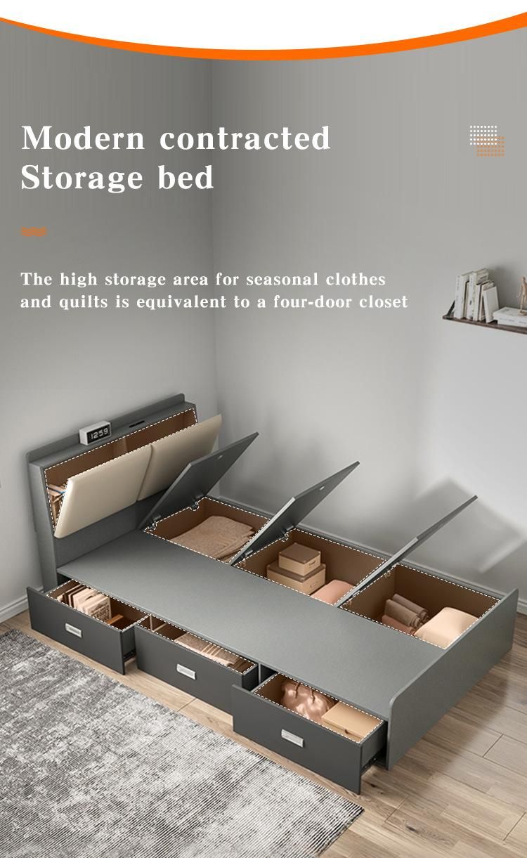 Luxury Storage Upholstered King Queen Size Fabric Beds