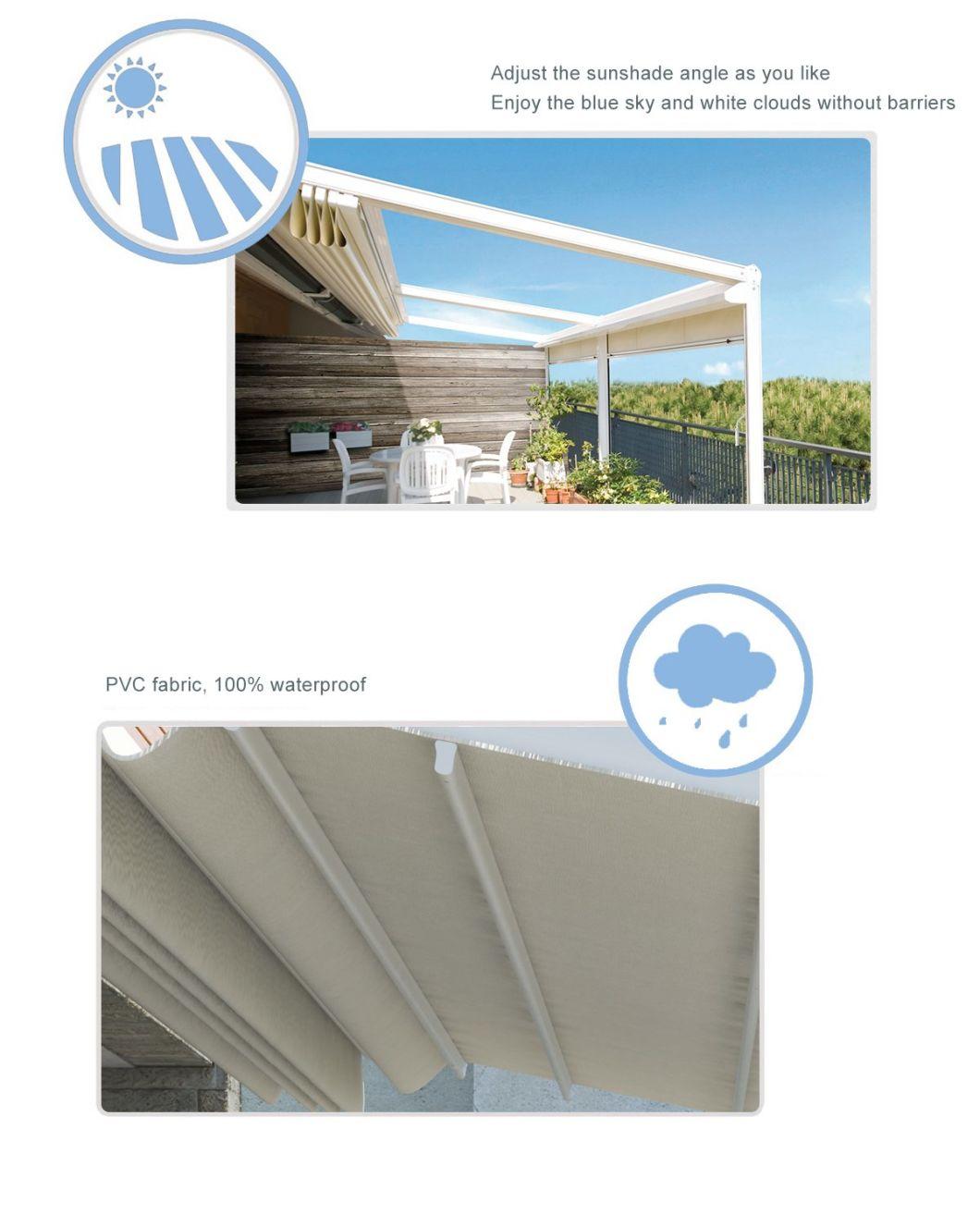 Waterproof Pergola Motorized Sunshade Awnings Retractable Roof Folding Awning with PVC Fabric