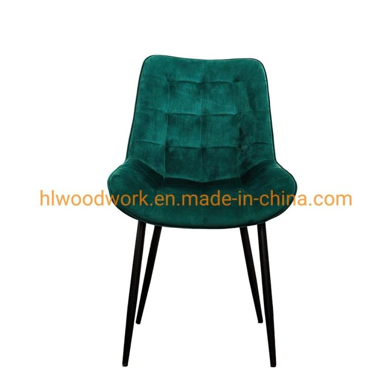 Modern Restaurant Furniture Comfortable Fabric Coffee Chair Black Spray Metal Leg Restaurant Chair Popular Modern Living Room Home Leisure Chair