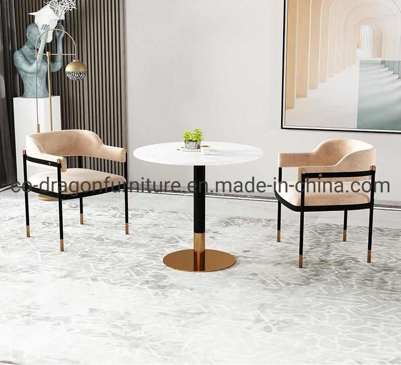 Modern High Quality Metal Fabric Leisure Dining Chair with Arm