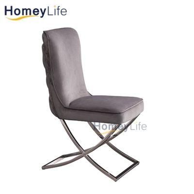 Luxury Restaurant Dinning Room Furniture Modern Fabric Velvet Dining Chairs with Metal Legs