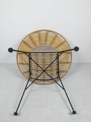 New Design Egg Dining Chair PE Round Rattan Iron Steel Bar Base Legs Chairs