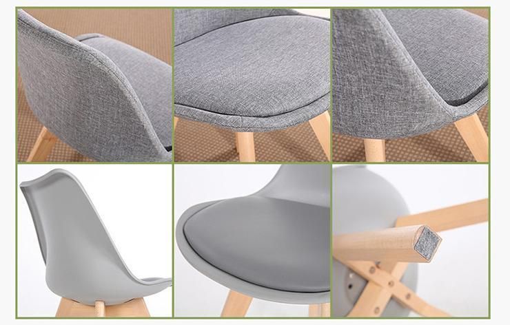 Stylish Tulip Upholstery Fabric Dining Chair with Wood Leg